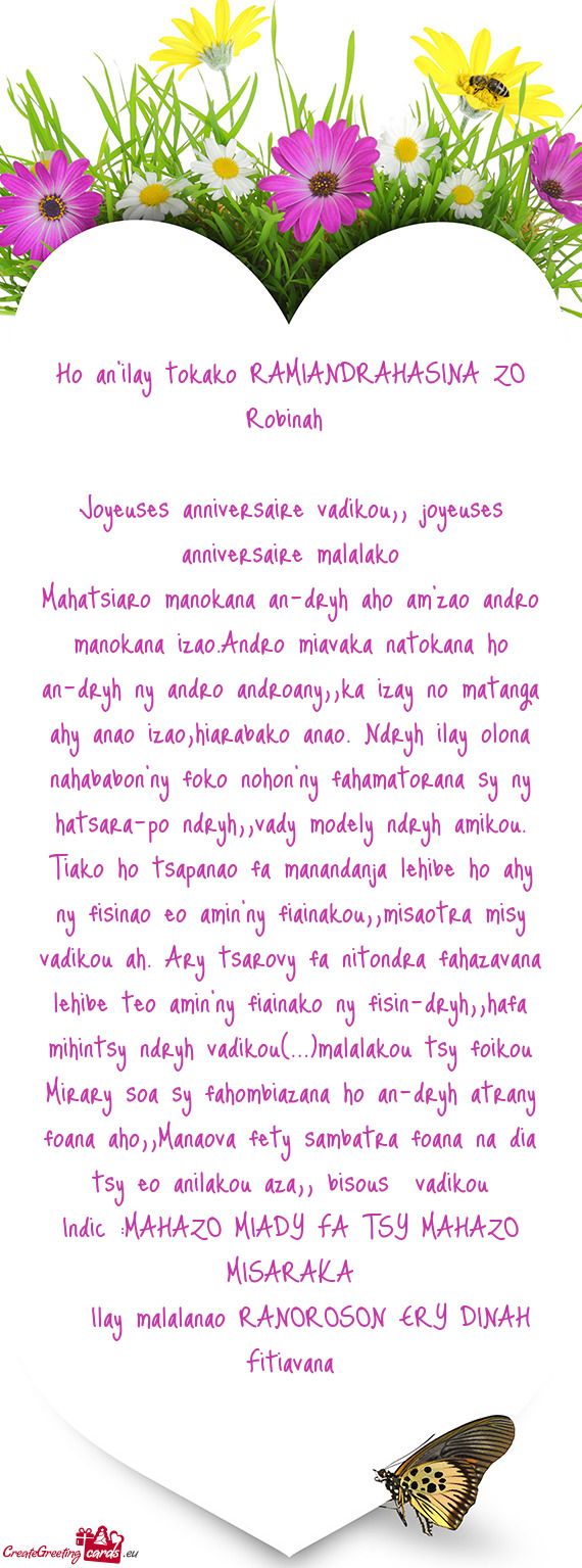 Mahatsiaro manokana an-dryh aho am’zao andro manokana izao.Andro miavaka natokana ho an-dryh ny an
